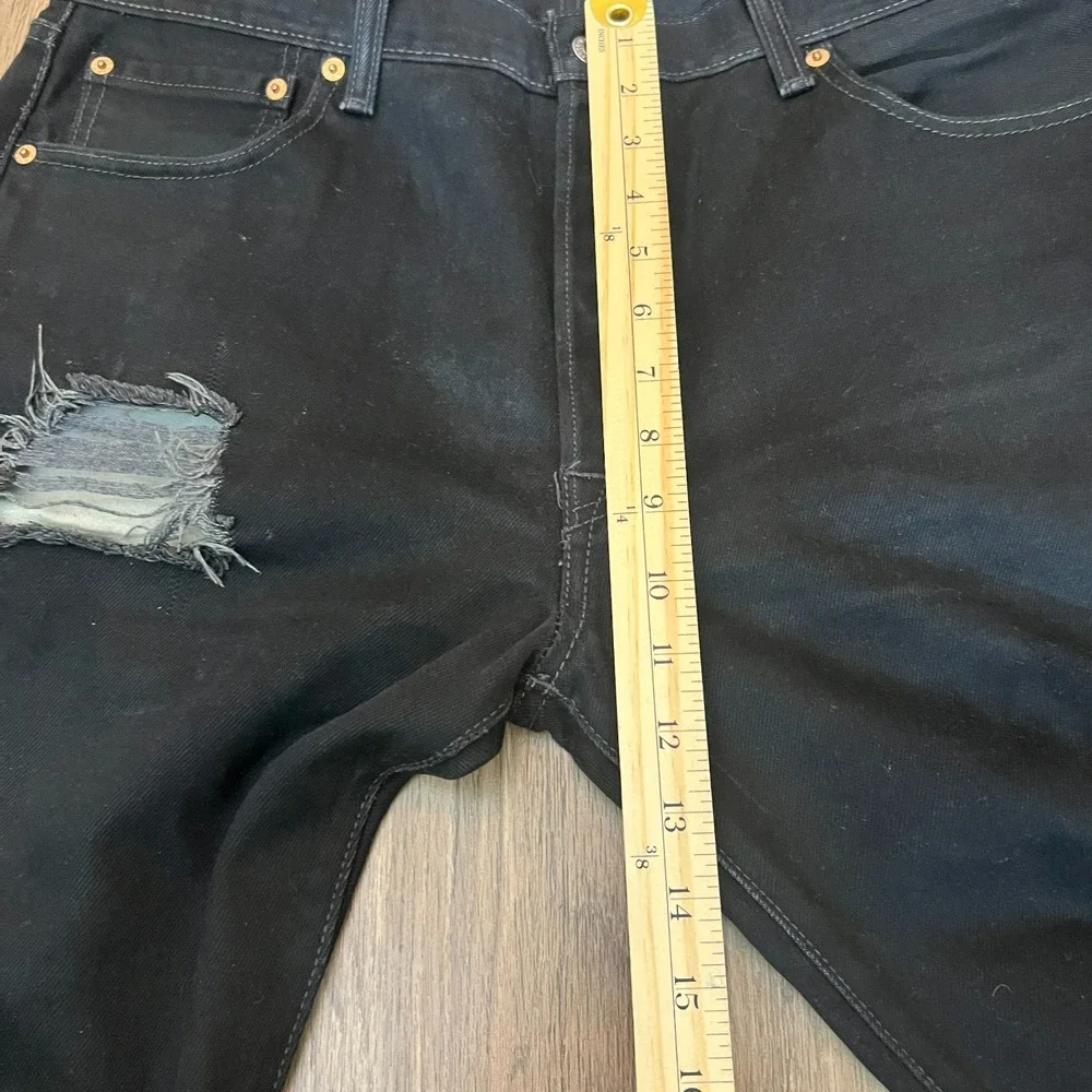 Levi's 501 Jeans 36 Black Button Fly Ripped Straight Leg Grunge Skater Y2K